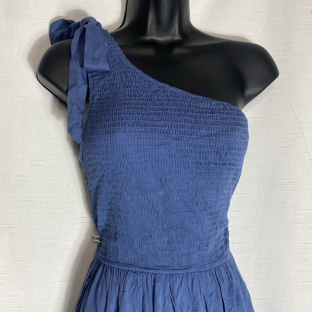 MEROKEETY One Shoulder Sleeveless Knot Smocked Split Tiered Flowy Midi Dress - Picture 10 of 14